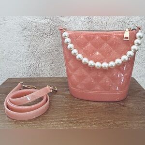 Blush glittery pink crossbody. Shine on Girly 🎀